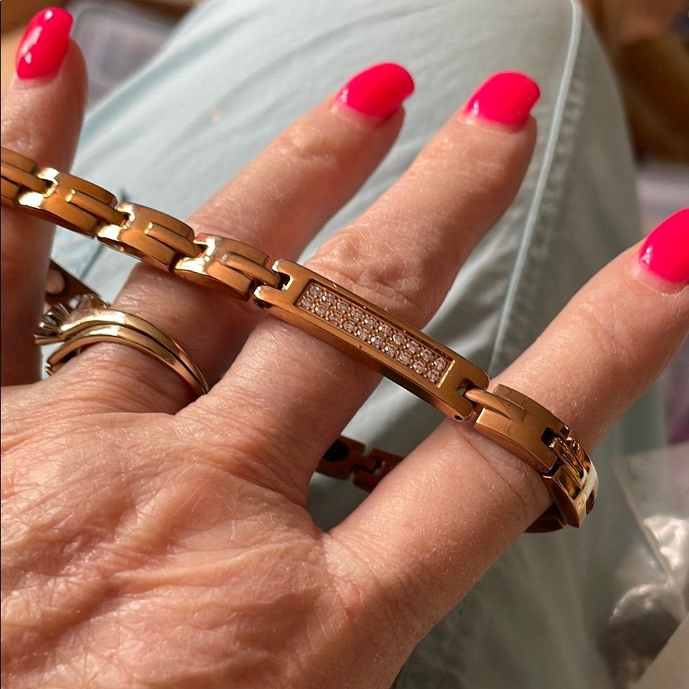 New CopperBracelet for Men with Crystal Accents 8 1/4”
